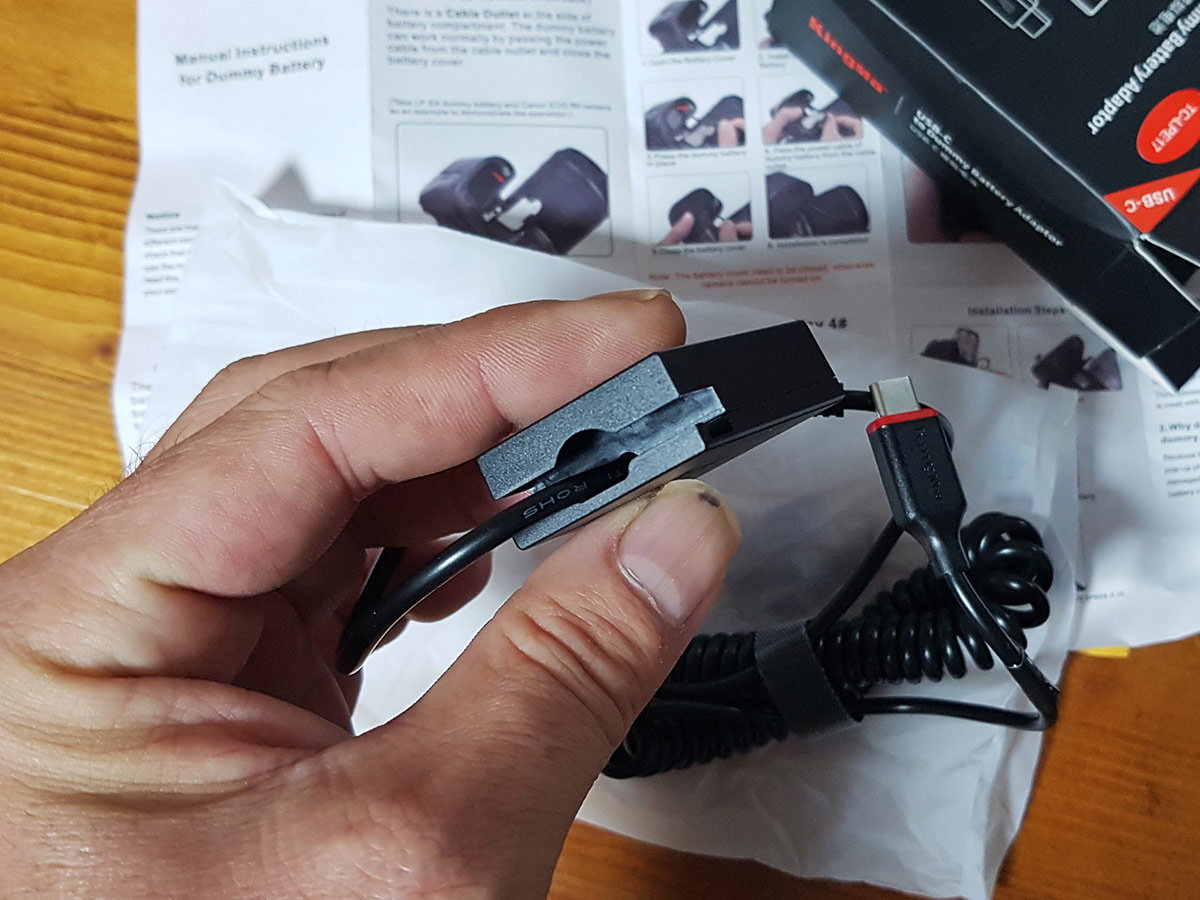 Close-up of the dummy battery cable connector.